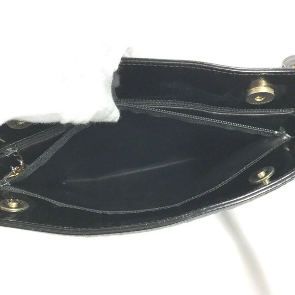 CHANEL vintage CC Logo CC Mark Bag Tote Bag shawl Shoulder Bag enamel Black - Picture 15 of 16